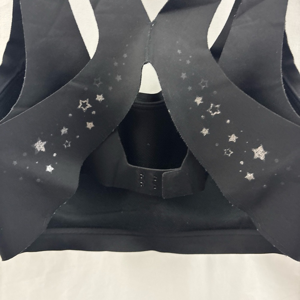 Victoria’s Secret Sports Bra 38D Angel Max Black Stars Strappy Racerback - Picture 10 of 11